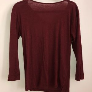 J. Crew Burgundy 3/4 Sleeve TieBack Tissue Tee NWT